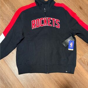 47 Brand Black and Red Rockets Bomber Jacket